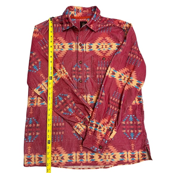 Territory Ahead Red Orange Papagayo Corduroy Popover Shirt Medium Southwestern - Picture 6 of 7